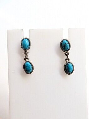 Vintage Southwestern Western Dyed Howlite Dainty Stone Dangle Post Earrings